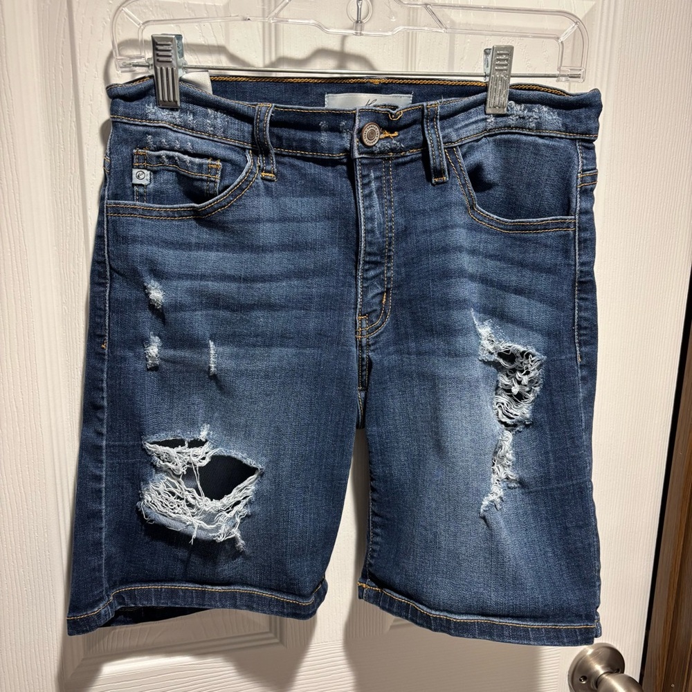 KanCan Women's Distressed Jean Shorts - Blue